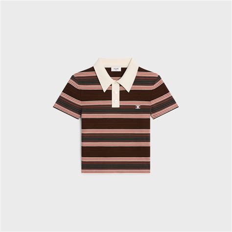 triomphe cropped polo shirt in striped cotton 